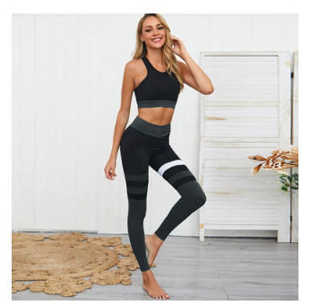 Swift Dry Striped Yoga Duo: 2PC Stretch Pant Set