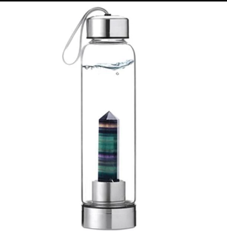 Crystal-Infused Elixir Glass & Bamboo Water Bottle