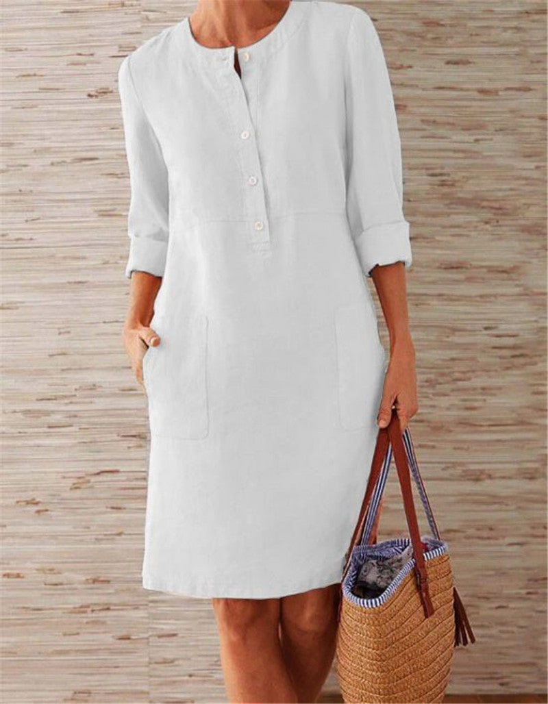 Breezy Luxe U Linen Dress: Flowing Cotton and Linen Blend for Light and Breathable Style