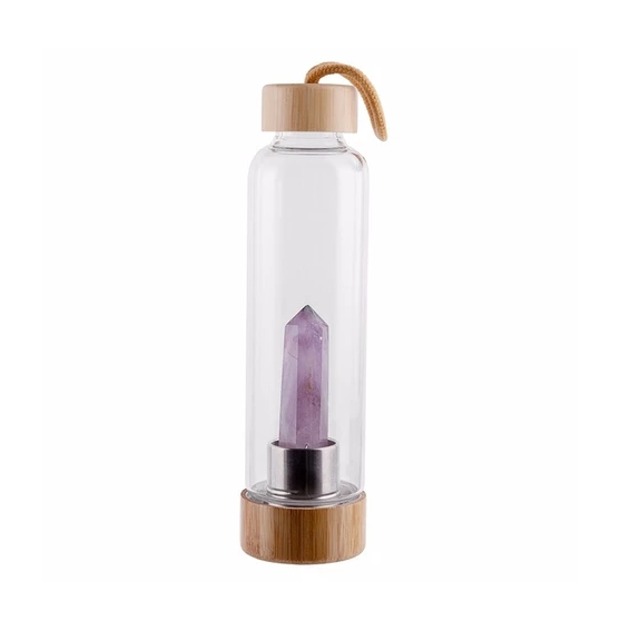 Crystal-Infused Elixir Glass & Bamboo Water Bottle