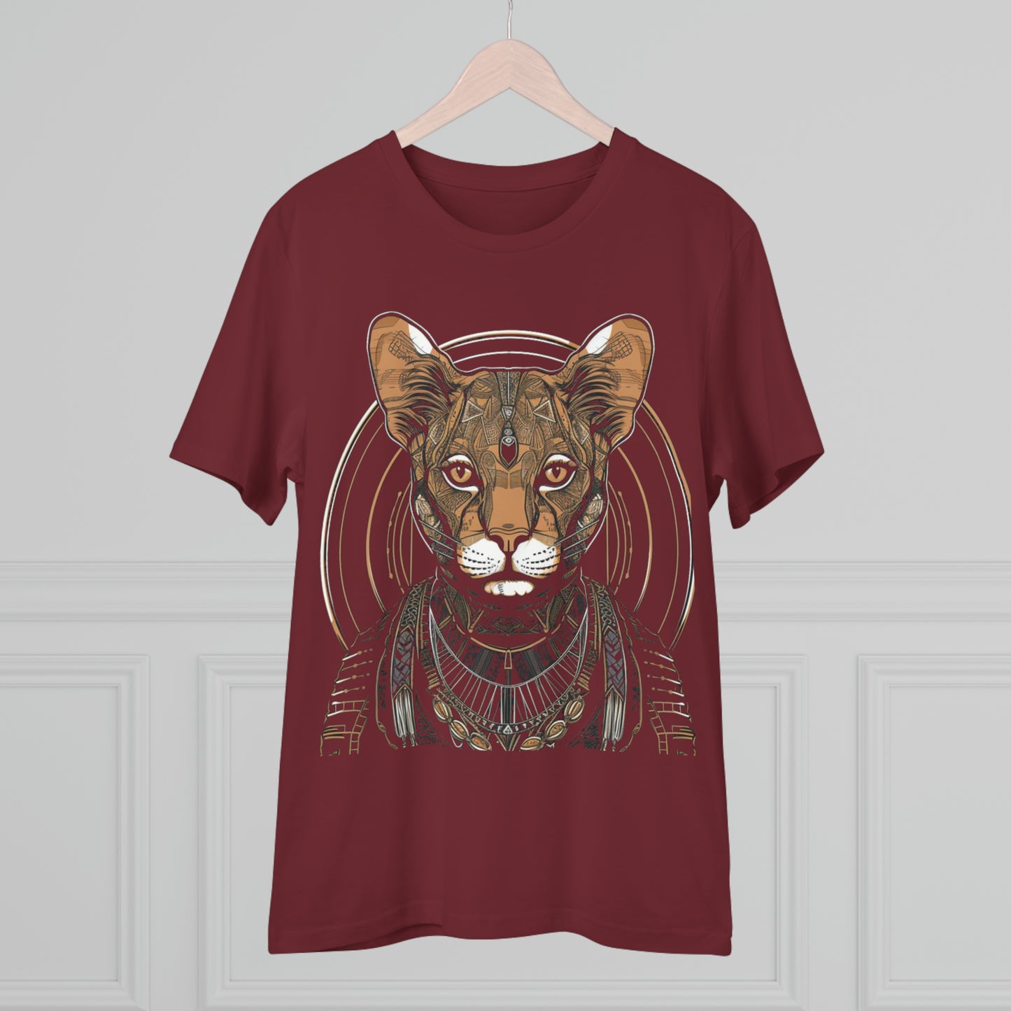 Boho Elegance: 100% Organic Custom Cat T-shirt - Unisex 'Silence' Design