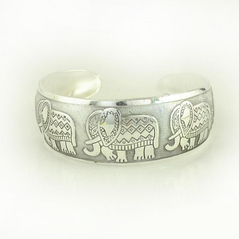 Tibetan Elephant Charm: Silver-Plated Bracelets