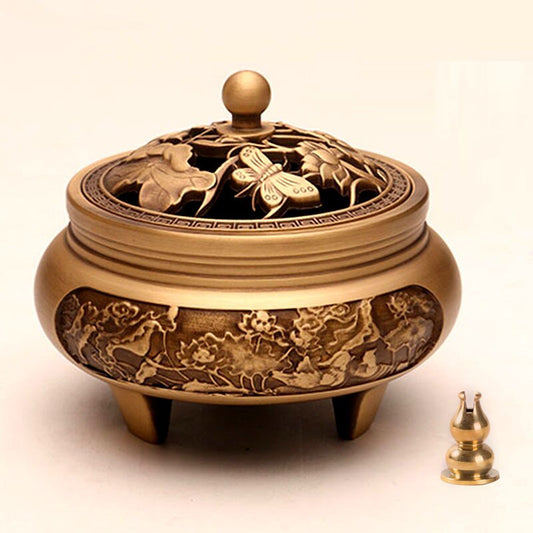 Antique Copper Incense Burner: Zen Xuande Custom Carved Design