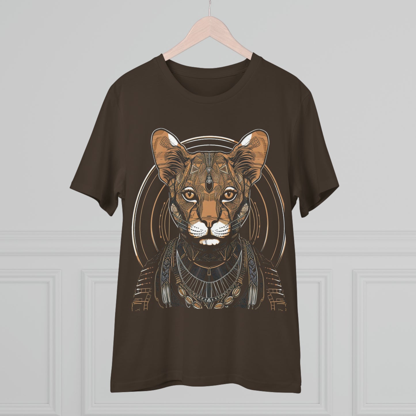 Boho Elegance: 100% Organic Custom Cat T-shirt - Unisex 'Silence' Design