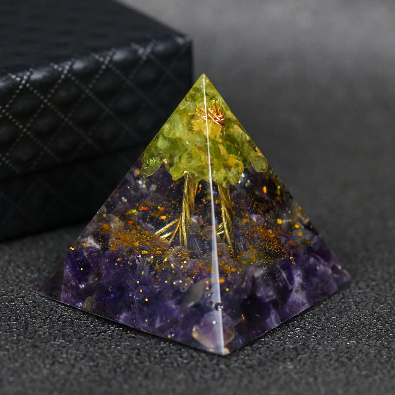 Natural Tiger Eye Orgonite Pyramid: Healing Crystals, Reiki Chakra Energy Generator