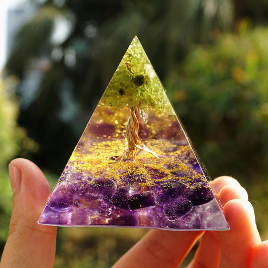 Natural Tiger Eye Orgonite Pyramid: Healing Crystals, Reiki Chakra Energy Generator