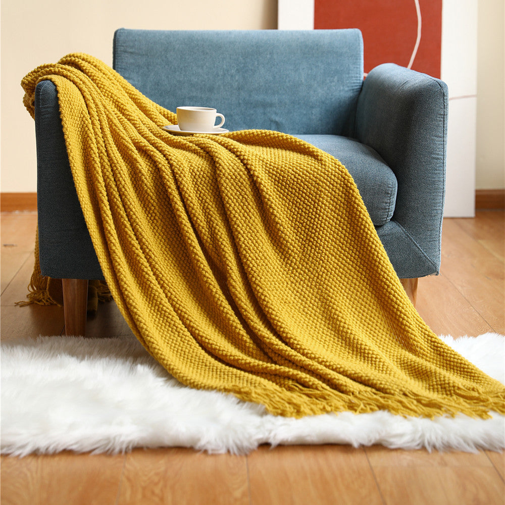 Pineapple Grid Knitted Sofa Blankets: Cozy Comfort in Every Stitch