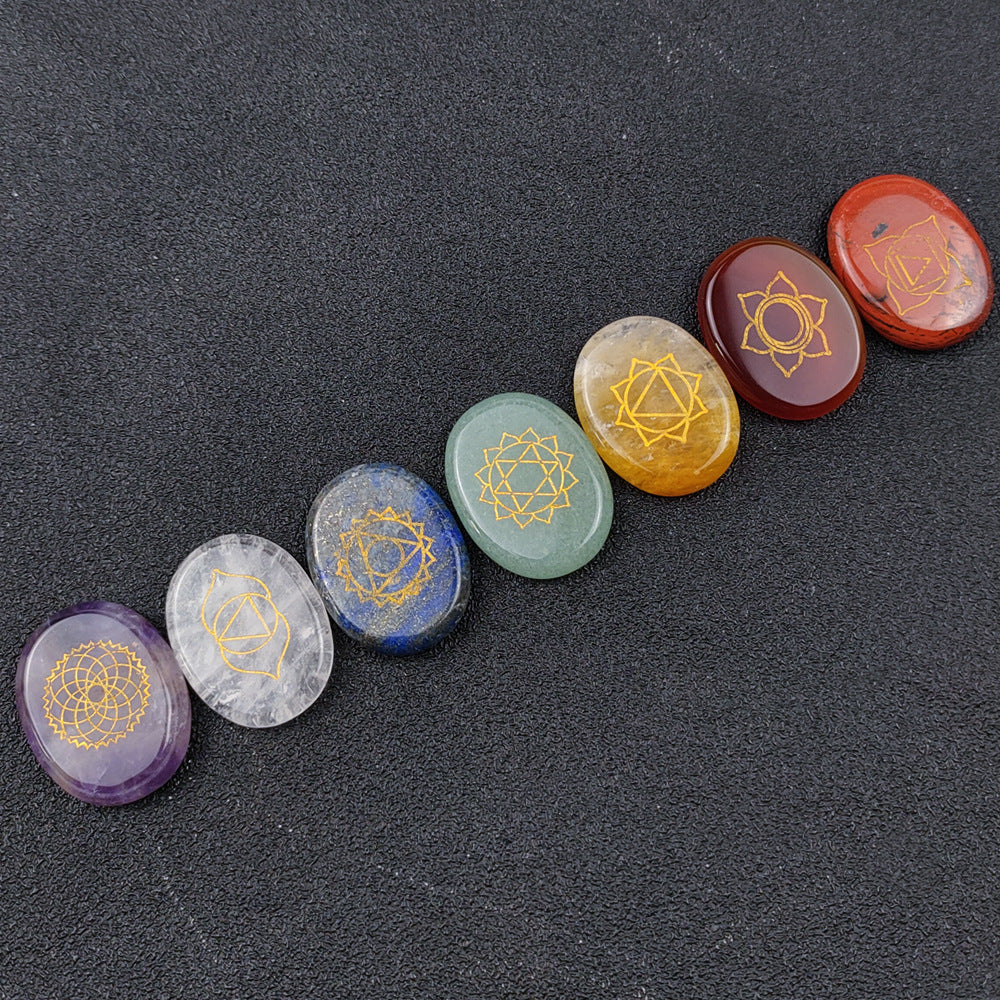 Complete Set: Natural Crystal Gem Agate Seven Chakra Energy Healing Stones