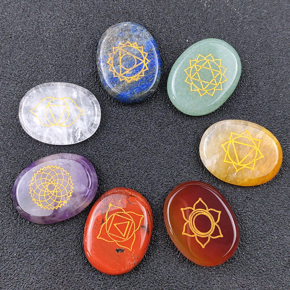 Complete Set: Natural Crystal Gem Agate Seven Chakra Energy Healing Stones