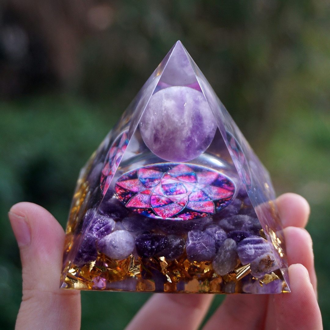 Natural Tiger Eye Orgonite Pyramid: Healing Crystals, Reiki Chakra Energy Generator