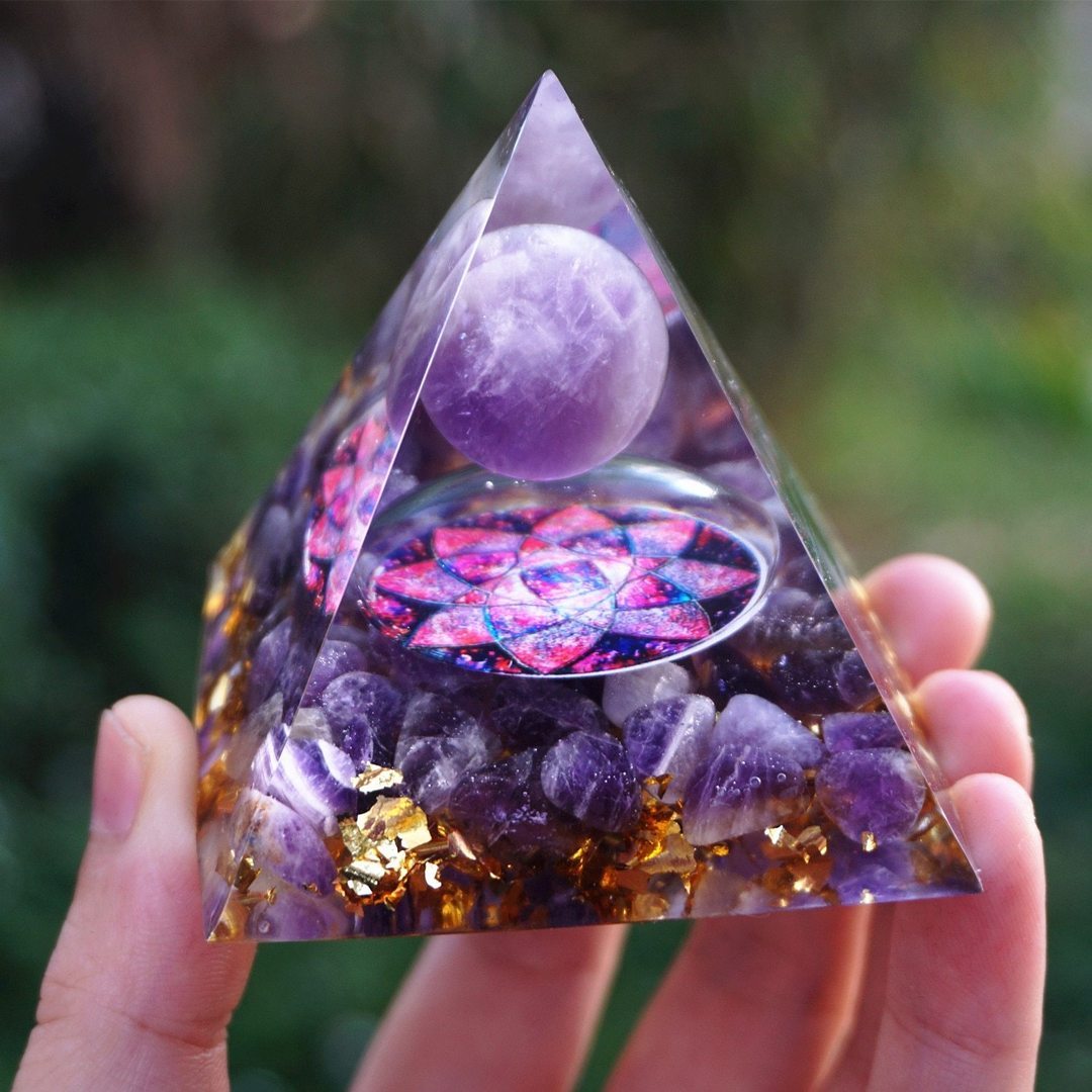 Natural Tiger Eye Orgonite Pyramid: Healing Crystals, Reiki Chakra Energy Generator