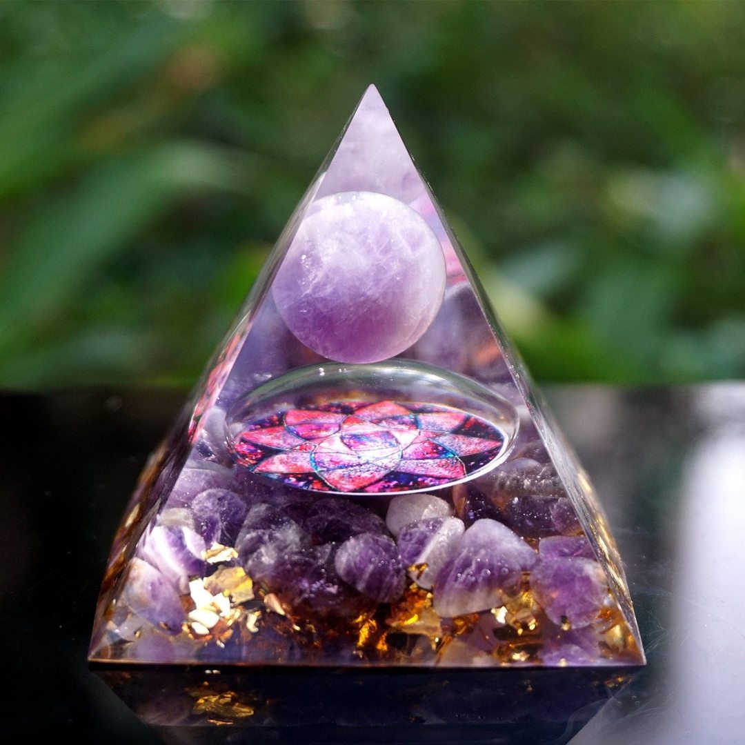 Natural Tiger Eye Orgonite Pyramid: Healing Crystals, Reiki Chakra Energy Generator