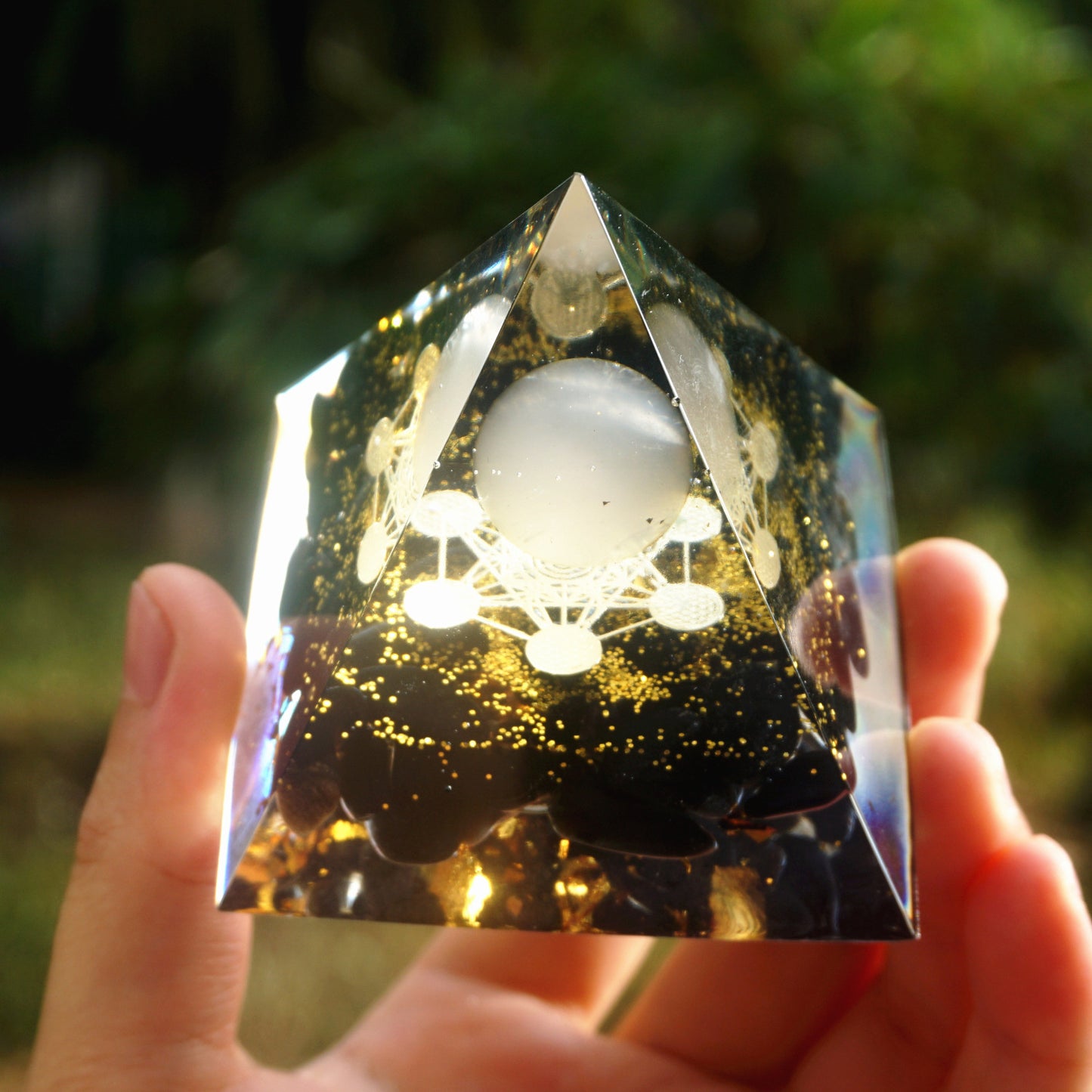 Natural Tiger Eye Orgonite Pyramid: Healing Crystals, Reiki Chakra Energy Generator