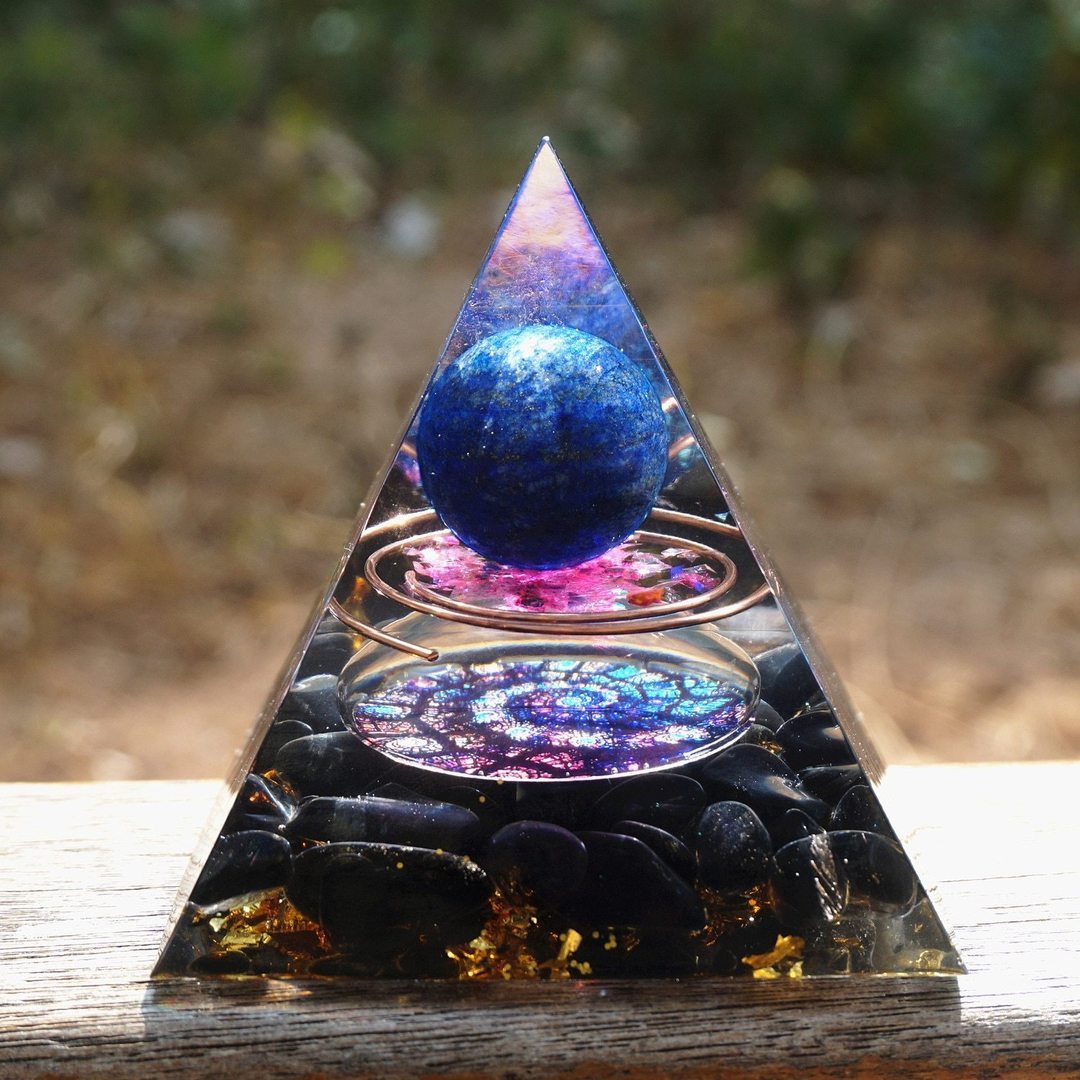 Natural Tiger Eye Orgonite Pyramid: Healing Crystals, Reiki Chakra Energy Generator