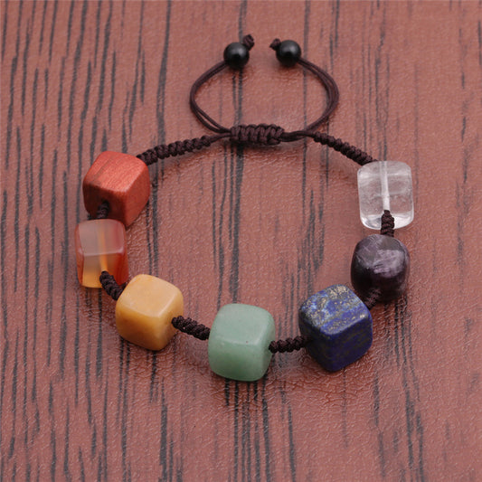 Seven Chakra Square Woven Bracelet: Meditation and Healing