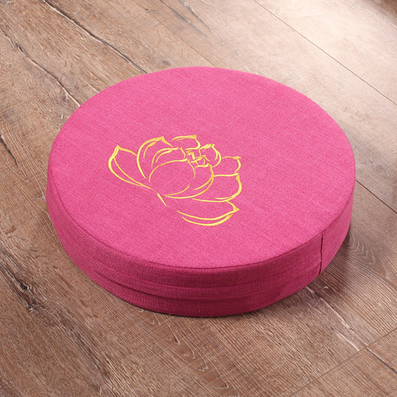 Embroidered Linen Lotus Meditation Futon