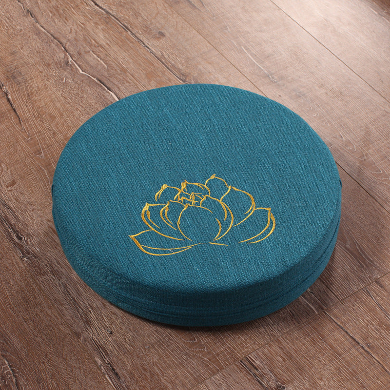 Embroidered Linen Lotus Meditation Futon