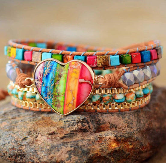 Aura Wrap: The 7 Chakra Leather-Wrapped Bracelet