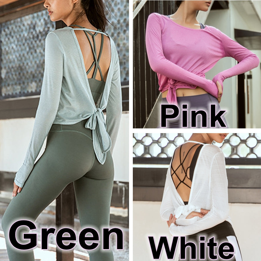 Backless Knot Yoga Shirt: Explore Various Sizes and Colors