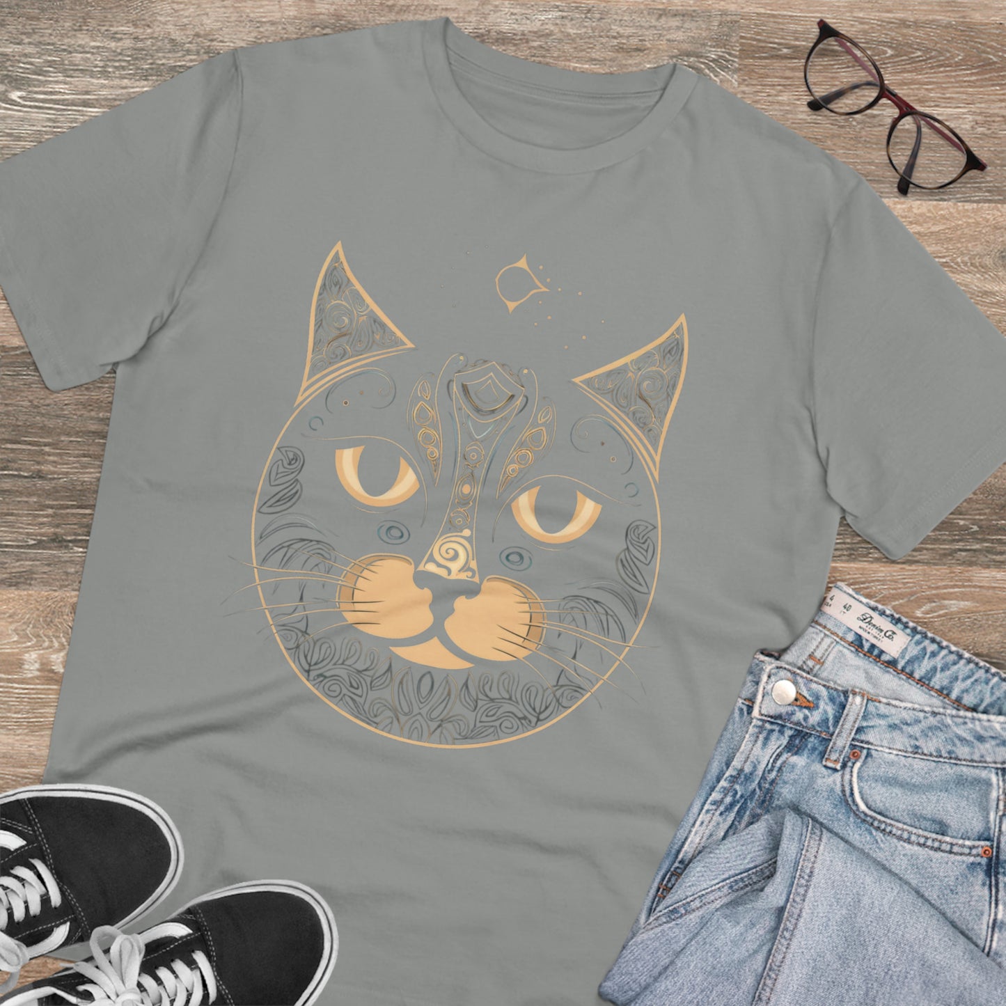 Zen-Inspired: 100% Organic Custom Cat T-shirt - Unisex Bohemian Style