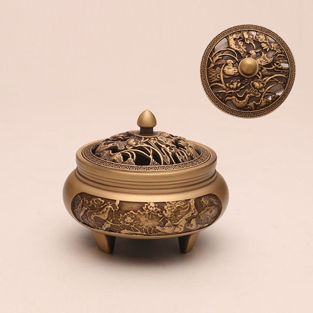 Antique Copper Incense Burner: Zen Xuande Custom Carved Design