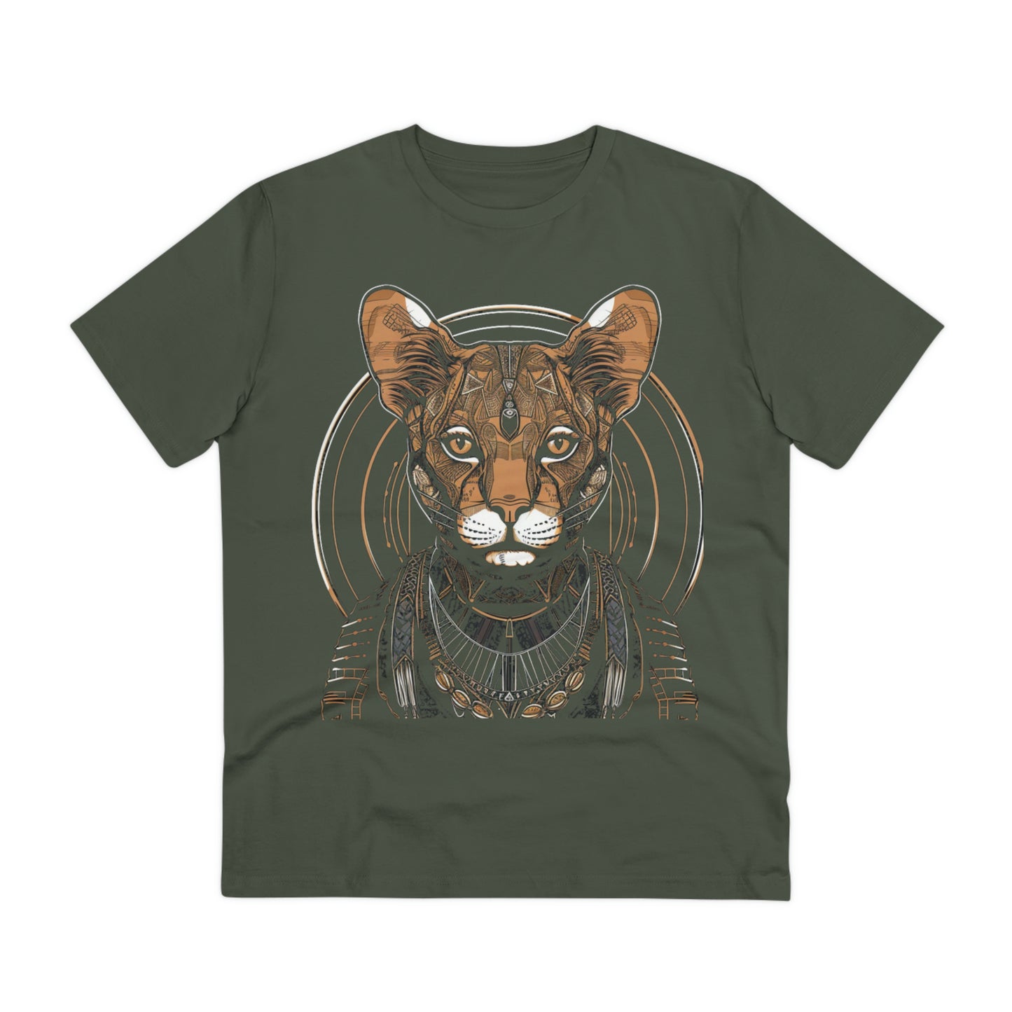 Boho Elegance: 100% Organic Custom Cat T-shirt - Unisex 'Silence' Design