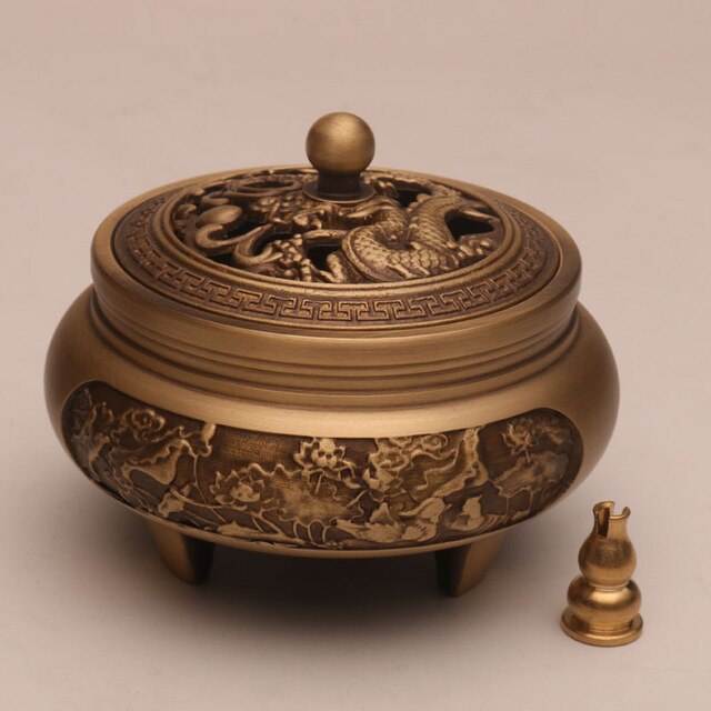 Antique Copper Incense Burner: Zen Xuande Custom Carved Design