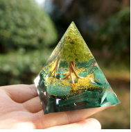 Natural Tiger Eye Orgonite Pyramid: Healing Crystals, Reiki Chakra Energy Generator