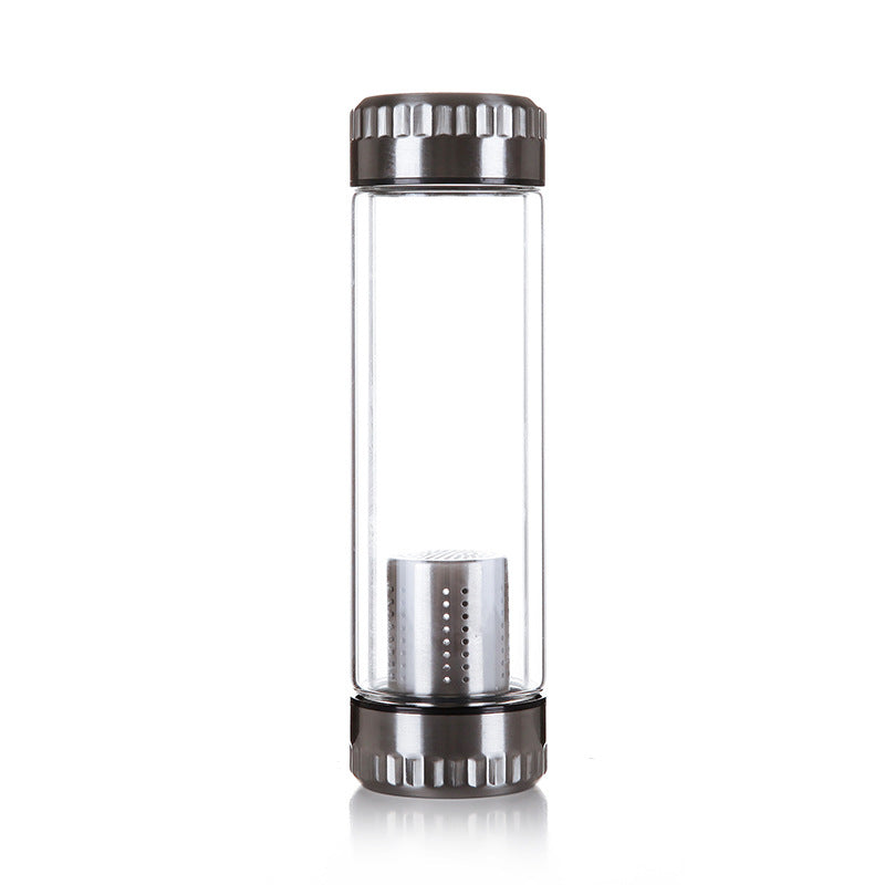 Stainless Steel Tea Infuser Bottle: Double-Wall Glass Tumbler with Filter for Infused Water