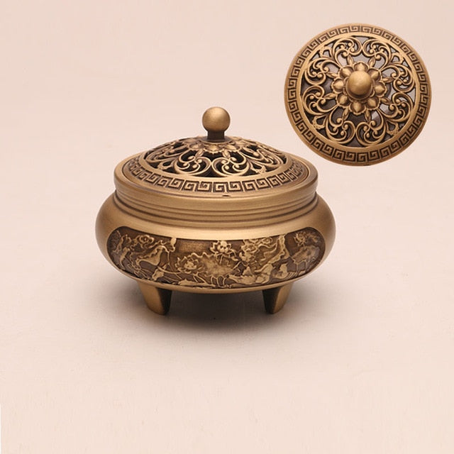 Antique Copper Incense Burner: Zen Xuande Custom Carved Design