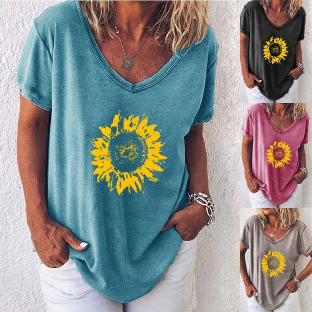 Sunny Style: Custom Sunflower Design T-Shirts in 100% Cotton