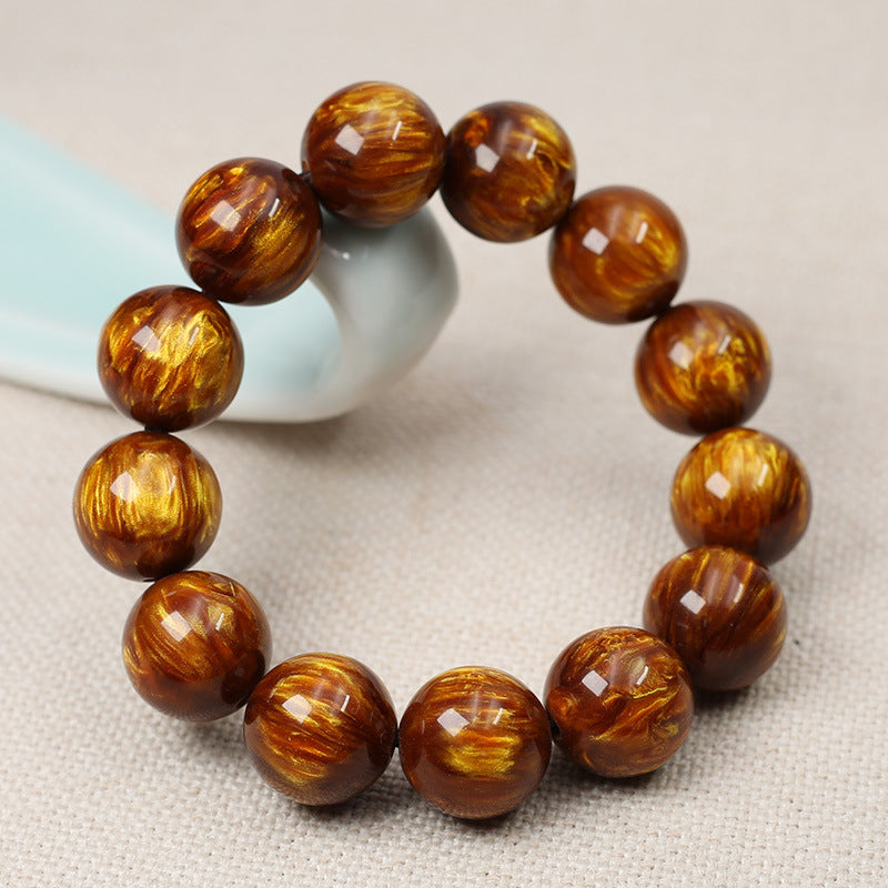 Golden Silk Sea Willow Bracelet for Men: Hand-Woven Vintage Charm