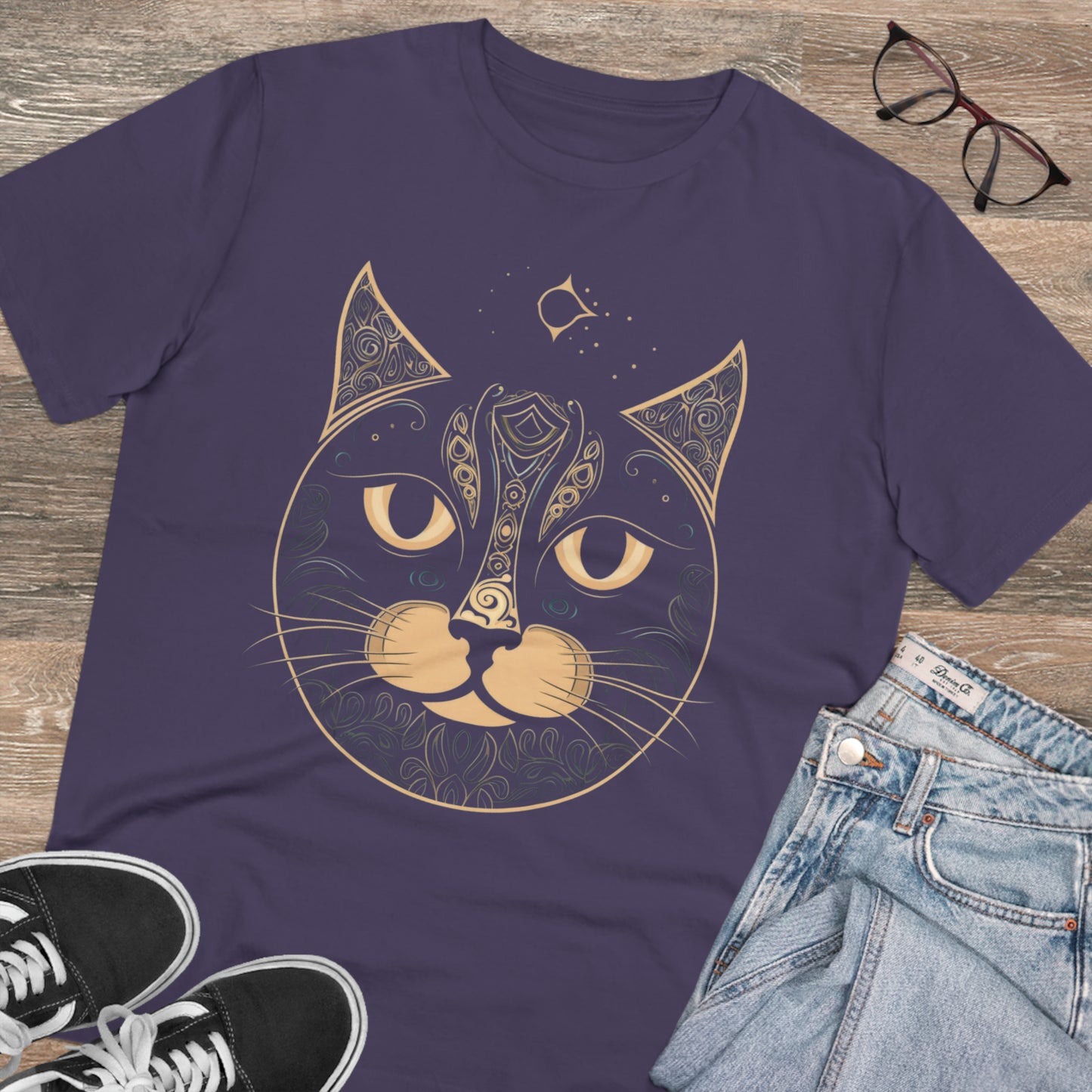 Zen-Inspired: 100% Organic Custom Cat T-shirt - Unisex Bohemian Style