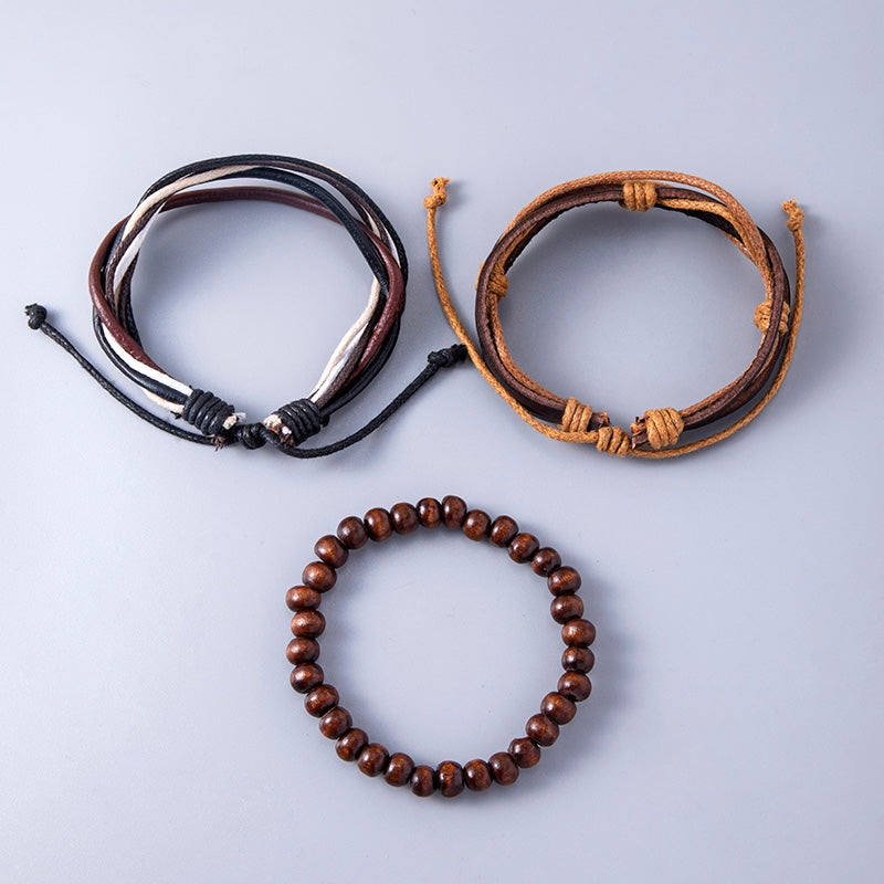 Vintage Multilayer Adjustable Bracelets: Ethnic Wooden Beaded Wraps