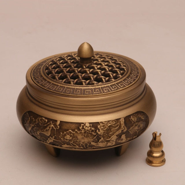 Antique Copper Incense Burner: Zen Xuande Custom Carved Design