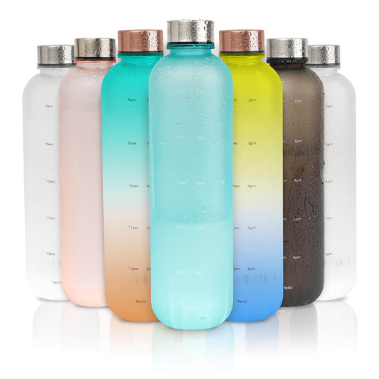 Frosted Gradient Sports Water Bottle: Various Styles, Plastic Material