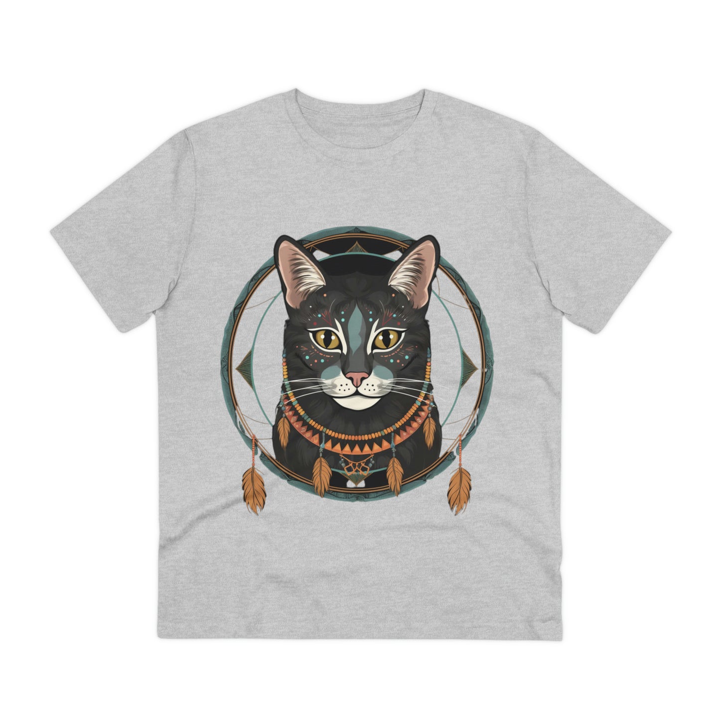 Bohemian Elegance: 100% Organic Custom Cat T-shirt - Unisex 'Circles' Design