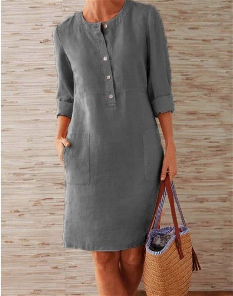 Breezy Luxe U Linen Dress: Flowing Cotton and Linen Blend for Light and Breathable Style