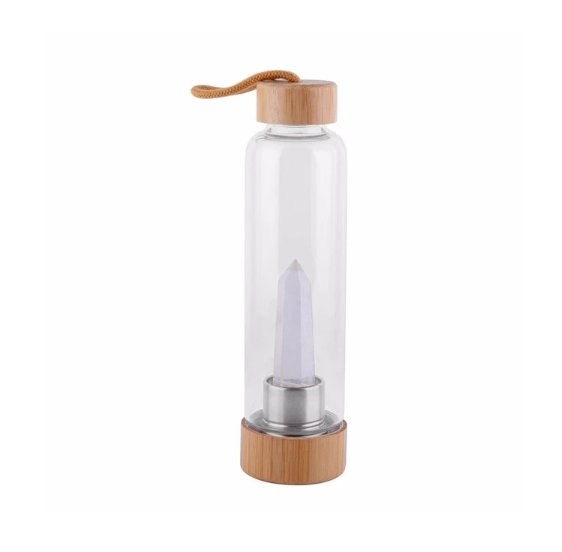 Crystal-Infused Elixir Glass & Bamboo Water Bottle