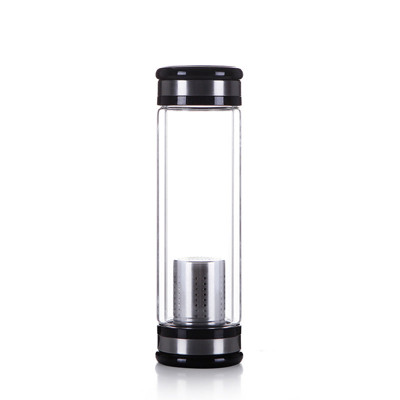 Stainless Steel Tea Infuser Bottle: Double-Wall Glass Tumbler with Filter for Infused Water