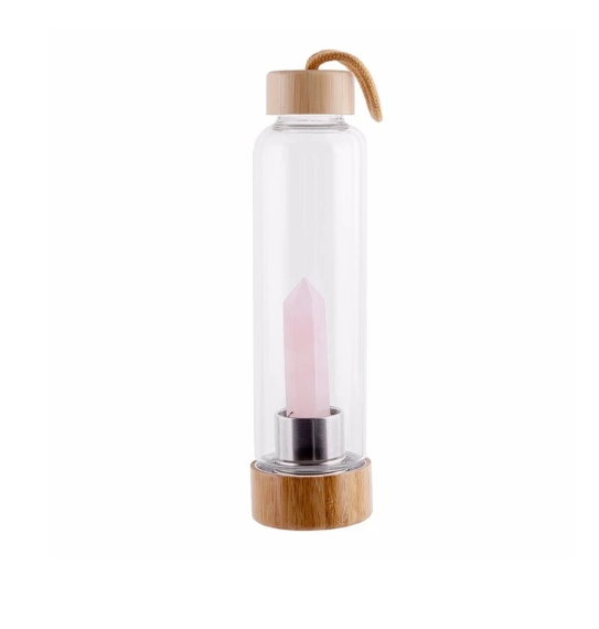 Crystal-Infused Elixir Glass & Bamboo Water Bottle