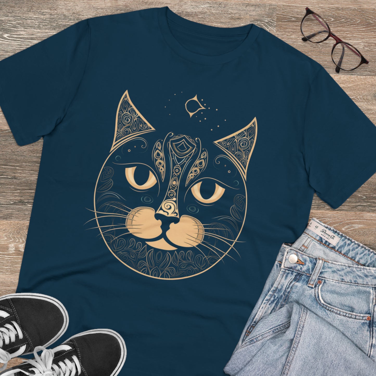 Zen-Inspired: 100% Organic Custom Cat T-shirt - Unisex Bohemian Style