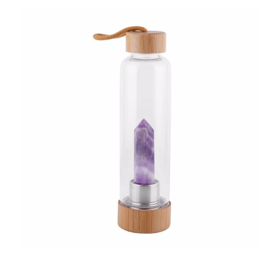 Crystal-Infused Elixir Glass & Bamboo Water Bottle