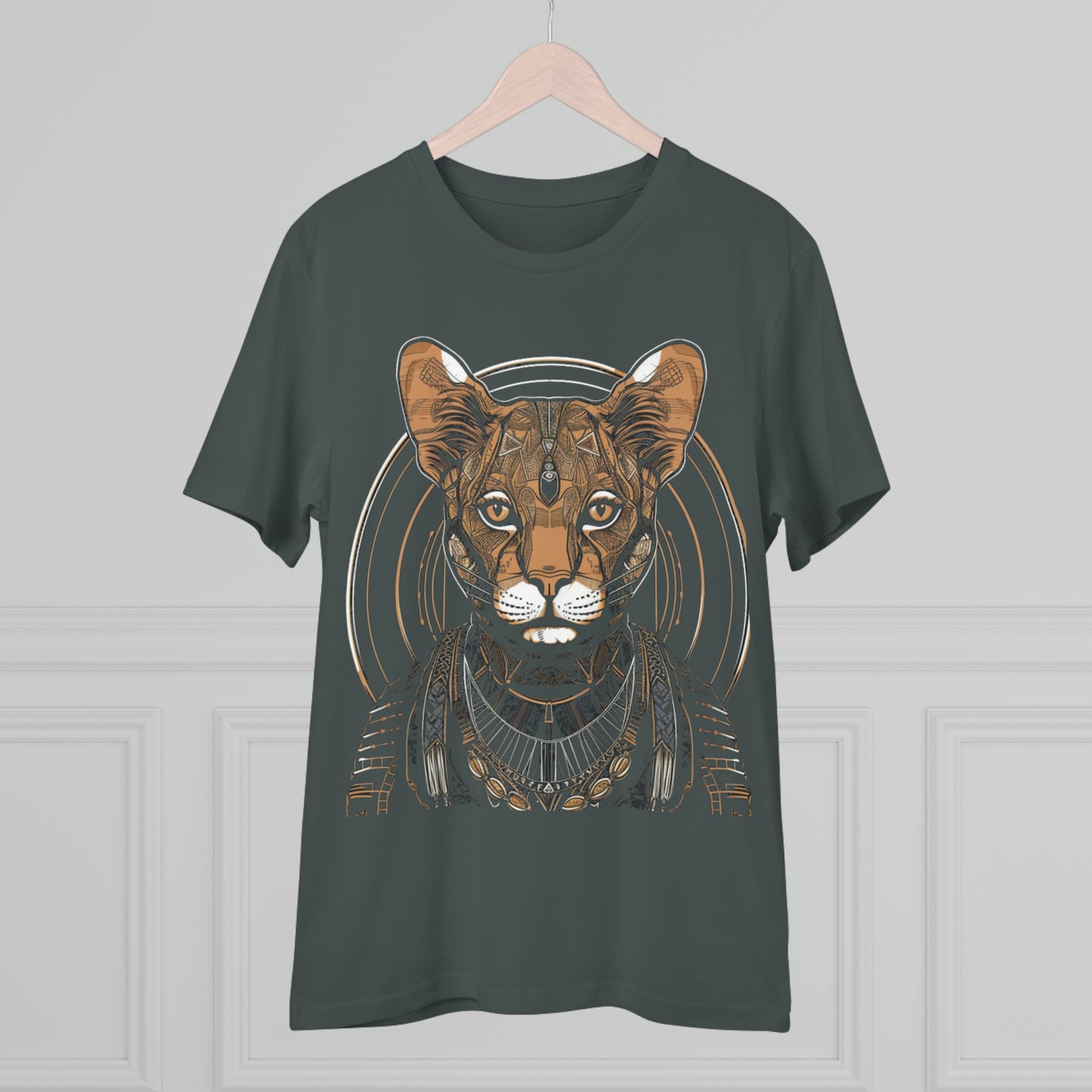 Boho Elegance: 100% Organic Custom Cat T-shirt - Unisex 'Silence' Design