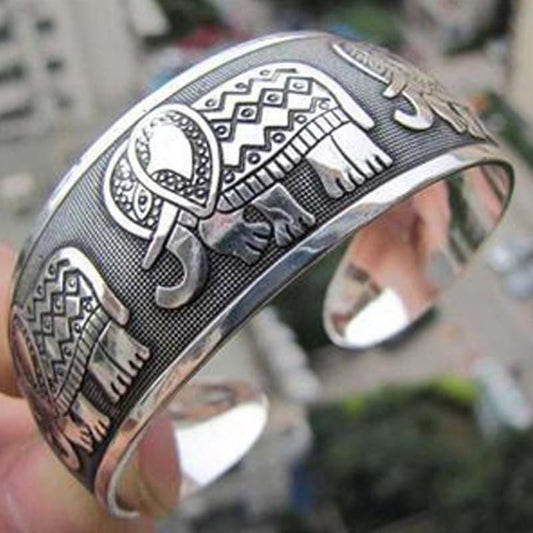 Tibetan Elephant Charm: Silver-Plated Bracelets