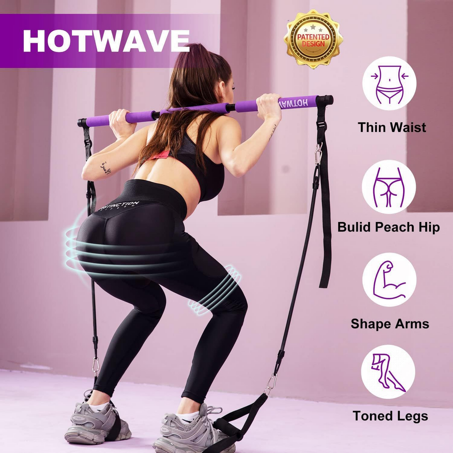 Portable Pilates Power: Bar Kit with Resistance Bands, Ab Roller for Core Strength. Your Home Gym Solution