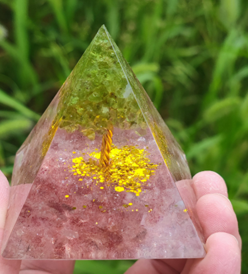 Natural Tiger Eye Orgonite Pyramid: Healing Crystals, Reiki Chakra Energy Generator