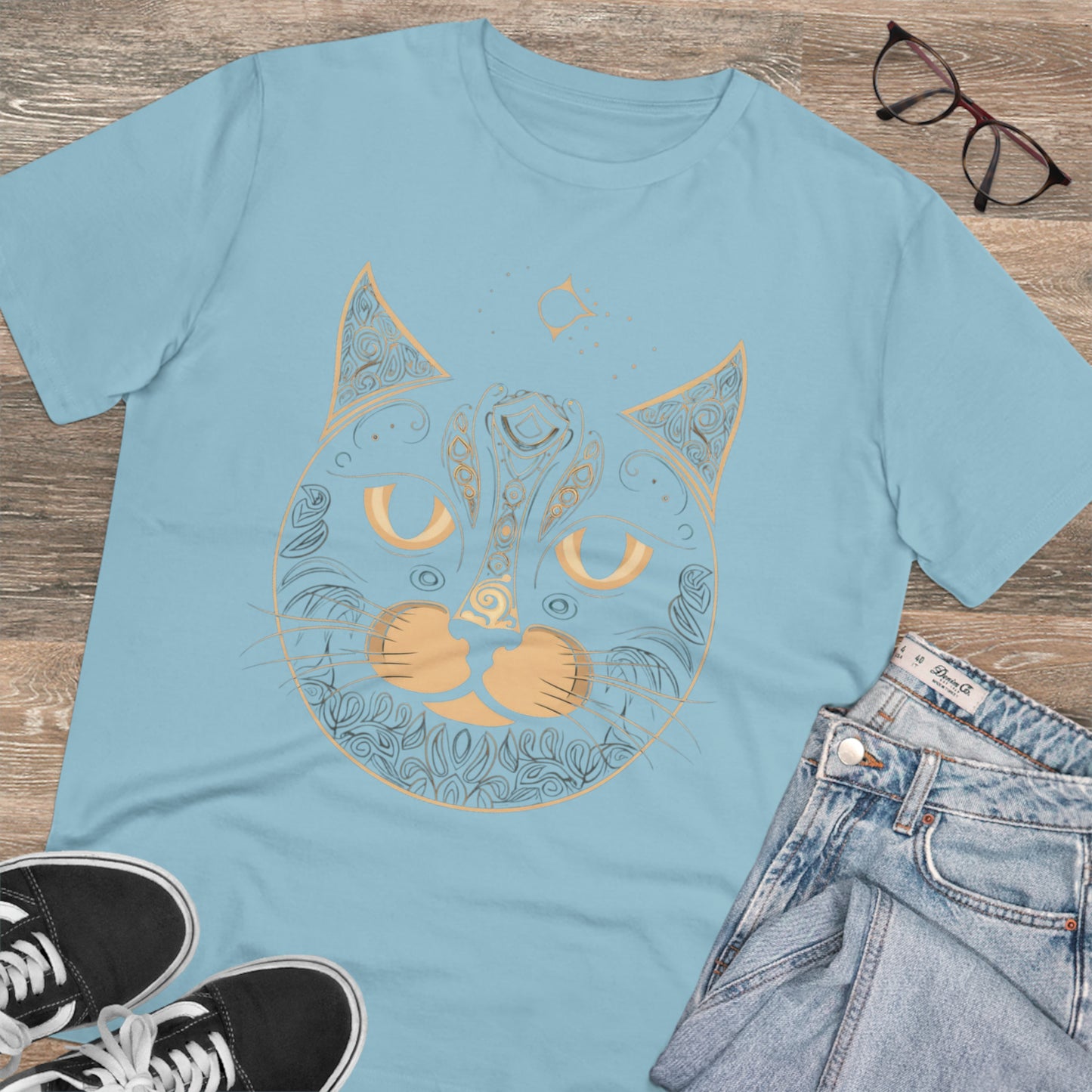 Zen-Inspired: 100% Organic Custom Cat T-shirt - Unisex Bohemian Style