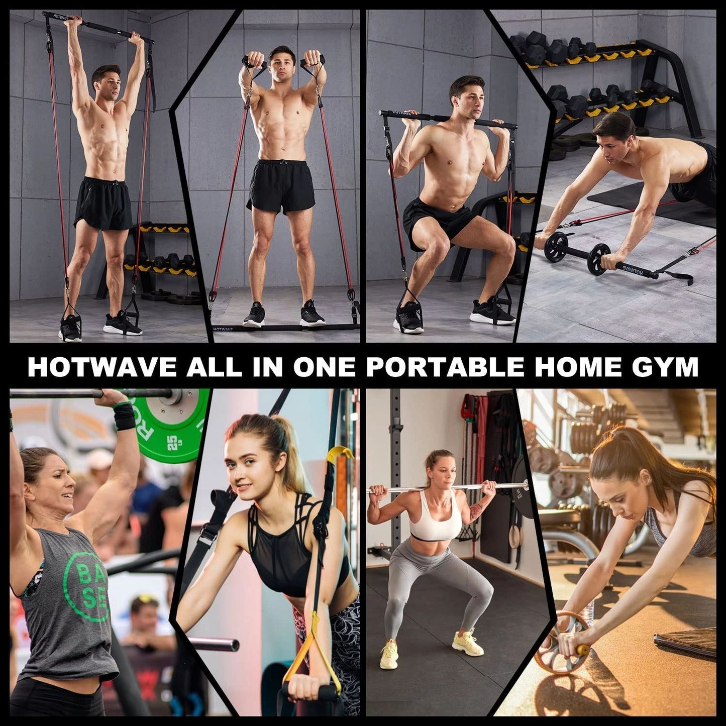 Portable Pilates Power: Bar Kit with Resistance Bands, Ab Roller for Core Strength. Your Home Gym Solution