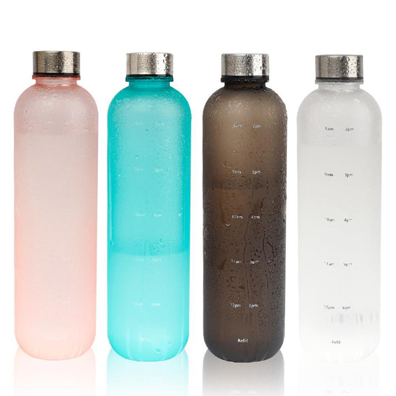 Frosted Gradient Sports Water Bottle: Various Styles, Plastic Material